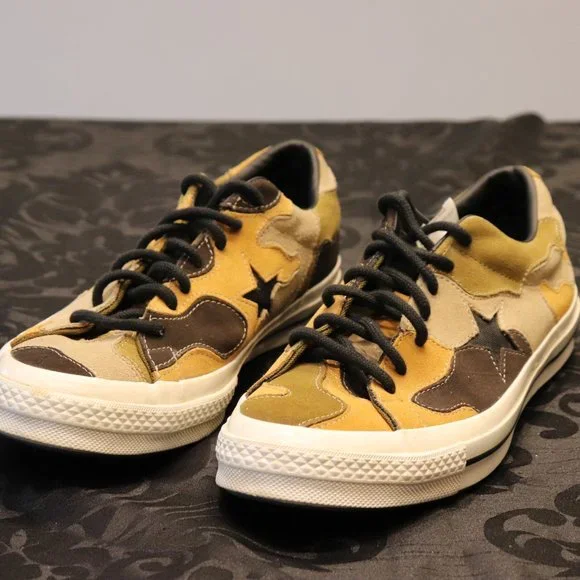 Converse One-Star Men's Size 10 Olive Tan Brown Sneakers Camouflage Suede Shoes - Picture 4 of 9